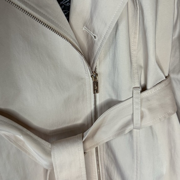 Karl Lagerfeld Paris Women's Trench Coat S Beige Belted Removable Hood - Picture 4 of 14